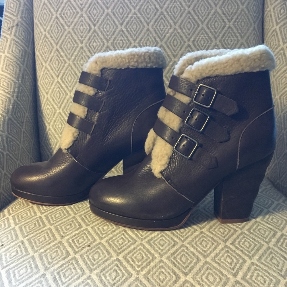 See by Chloé Shearling Heeled Boots 38
